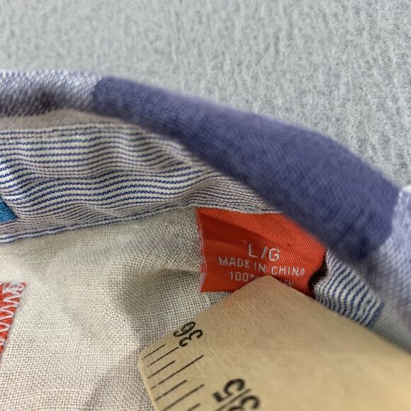 Tommy Bahama Shirt Mens Large Red Blue White Plaid Linen Button Up Casual - Picture 3 of 12